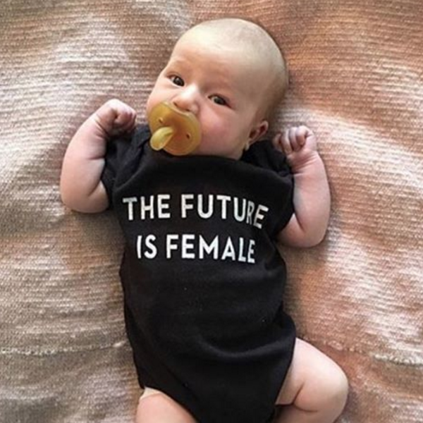 The Future Is Female Onesie Black with White Text